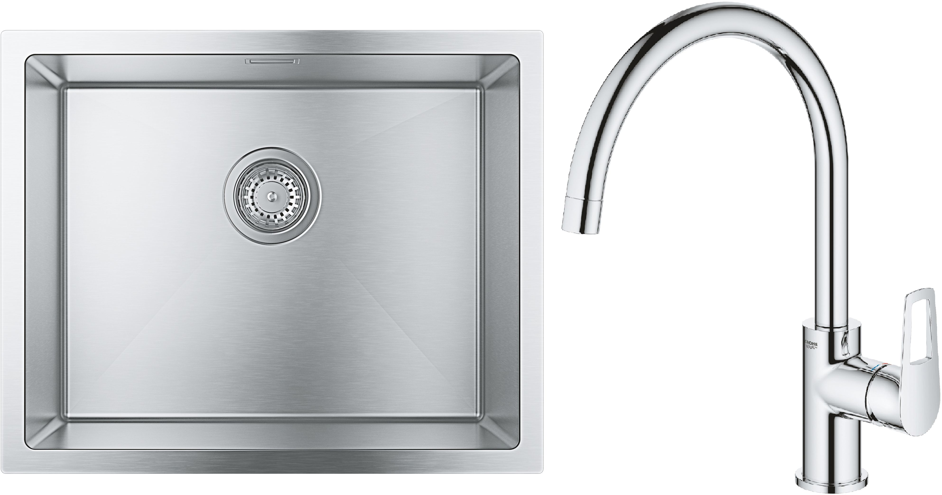 Conjunto fregadero de acero Grohe K700 31726SD0, grifo de cocina Grohe Bauloop 31368001