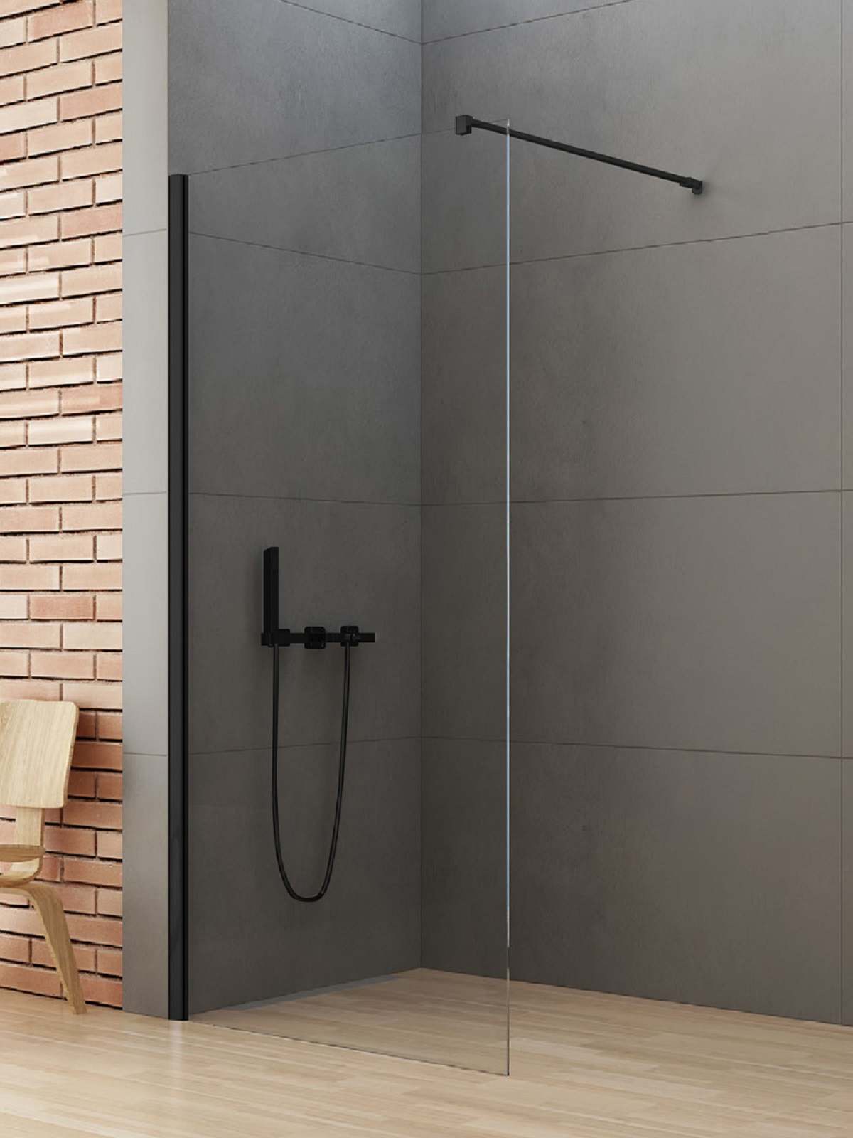 New Trendy New Soleo Black mampara de ducha walk-in 50 cm negro mate/vidrio transparente K-0765-WP