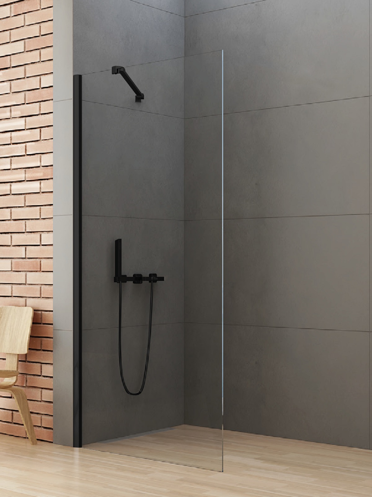 New Trendy New Soleo Black mampara de ducha walk-in 60 cm negro mate/vidrio transparente K-0766