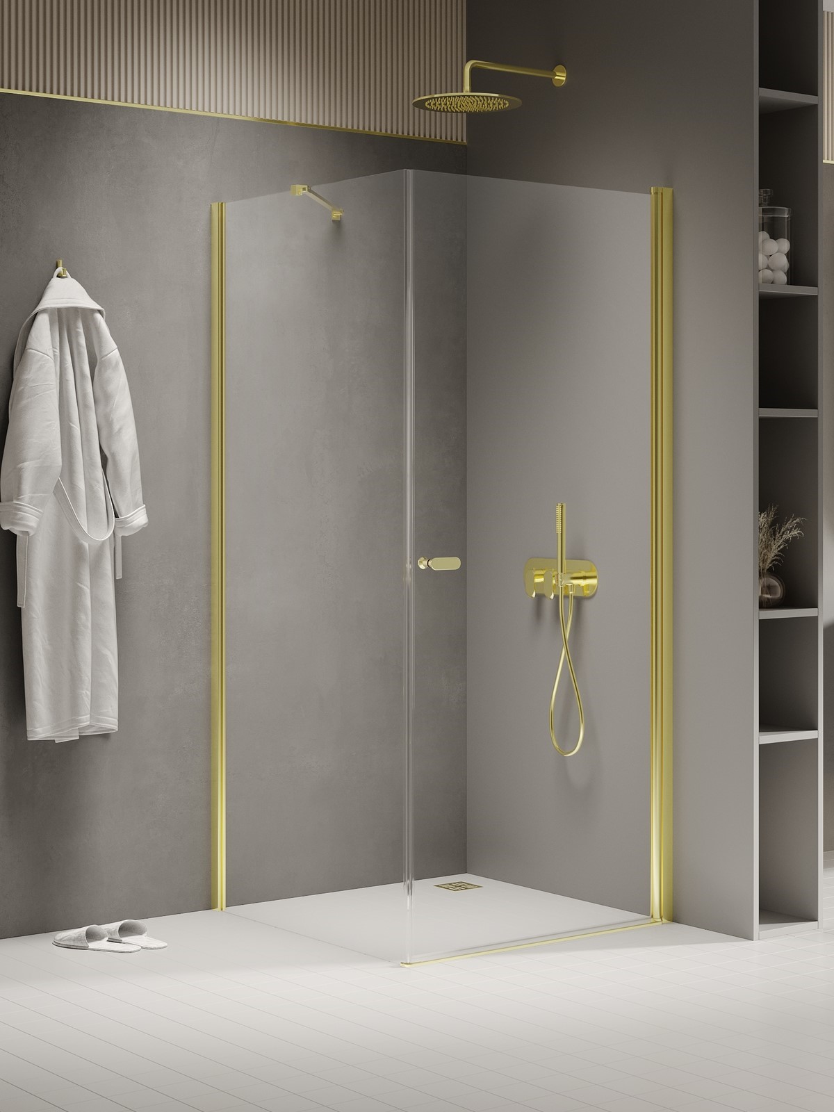 New Trendy New Soleo Light Gold cabina de ducha 90x90 cm cuadrada oro brillo/vidrio transparente K-1841