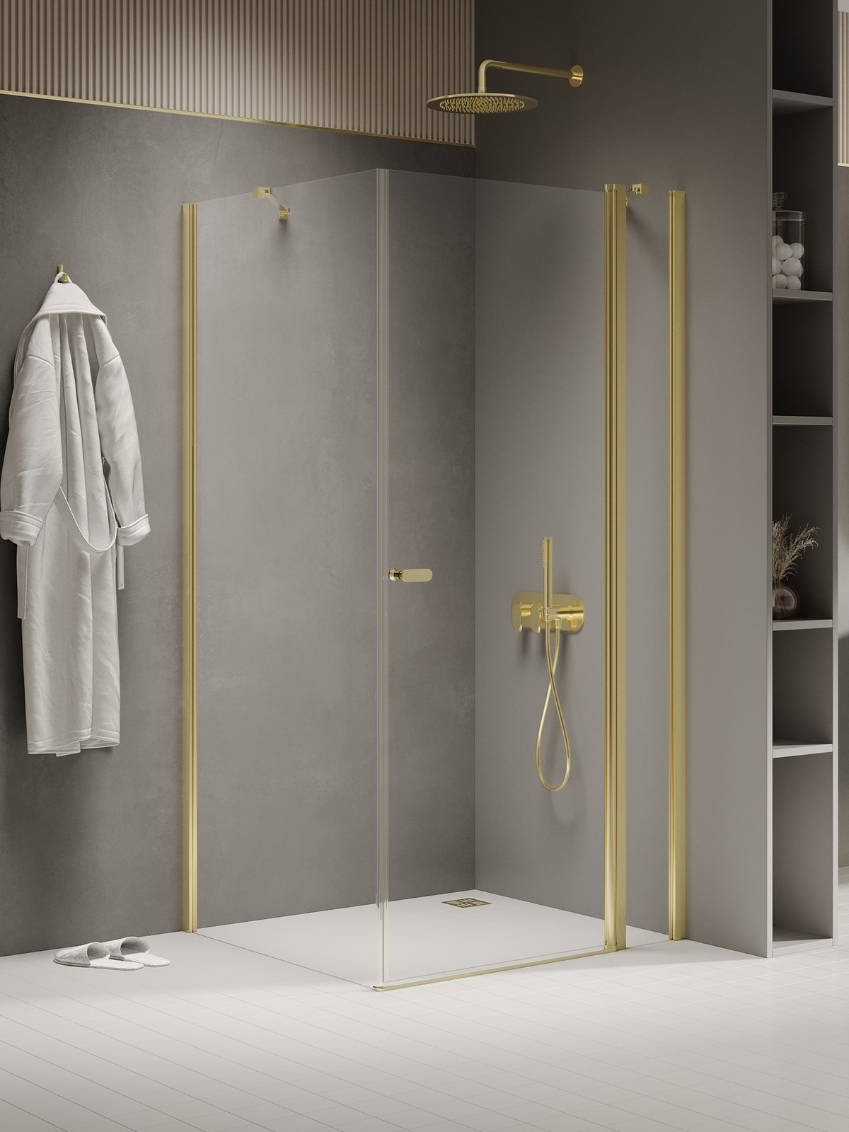 New Trendy New Soleo Light Gold cabina de ducha 120x90 cm rectangular oro brillo/vidrio transparente K-1856