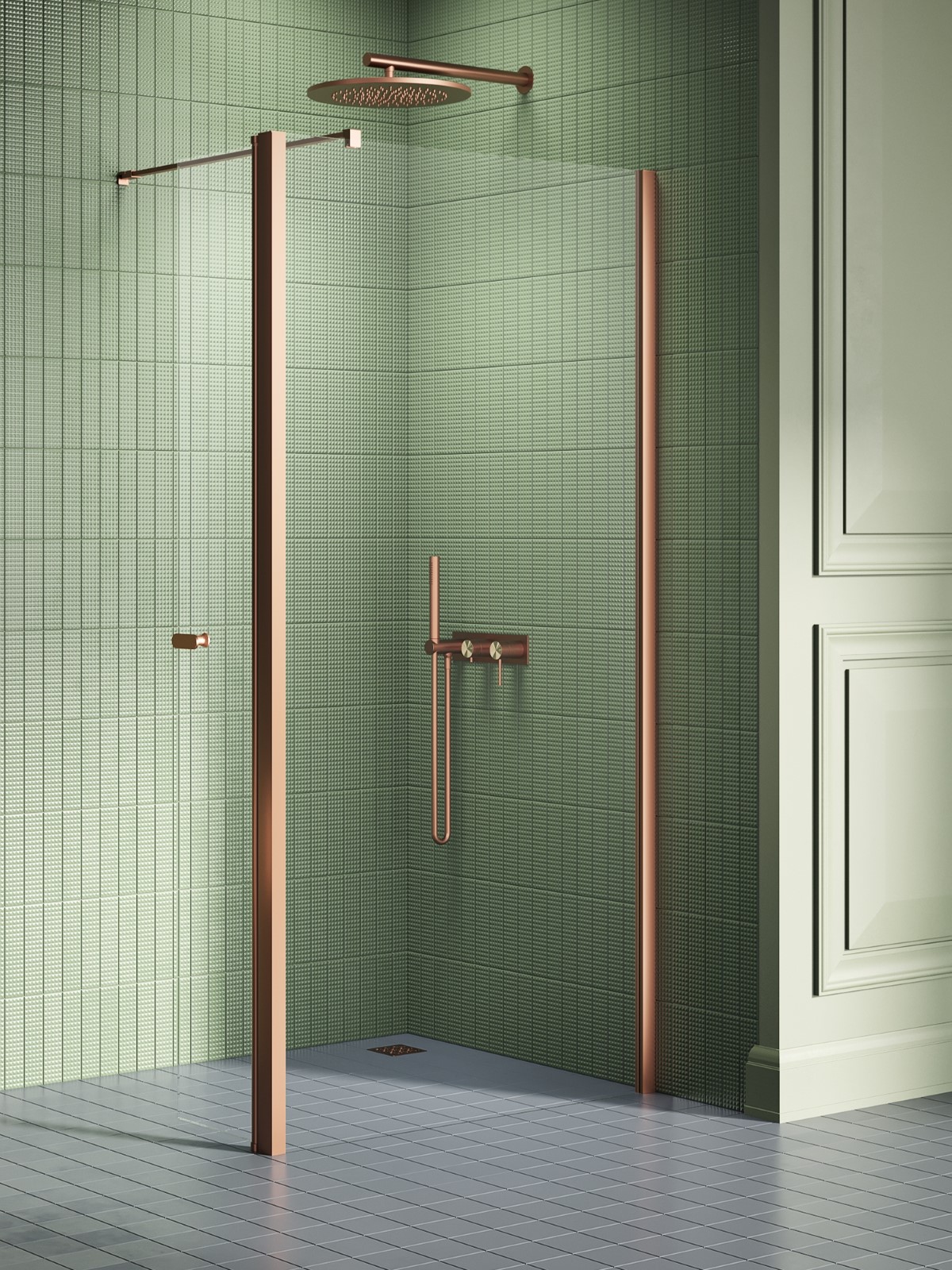 New Trendy New Soleo Copper Brushed mampara de ducha walk-in 80 cm cobre cepillado/vidrio transparente K-2116