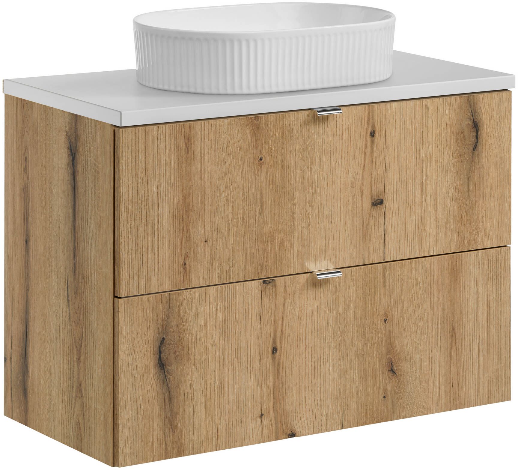 Conjunto armario Comad Nova Oak NOVA OAK A 82-80-2S, lavabo Comad Beyond BEYOND 5 WHITE ( E-6564 ), NOVA WHITE 89-80