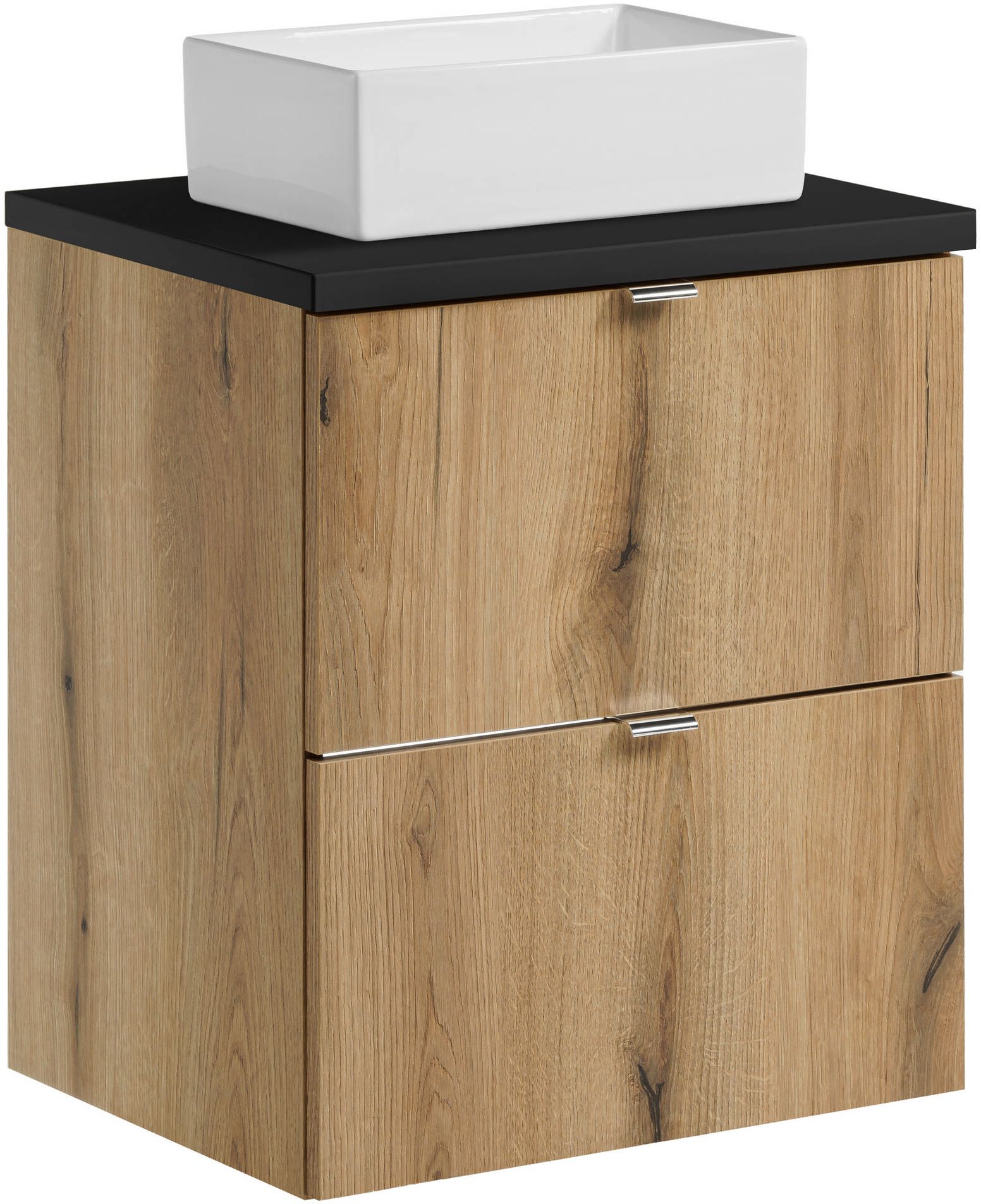 Conjunto armario Comad Nova Oak NOVA OAK A 82-50-2S, lavabo Comad Gaja UN-GAJA35-SW 78570A(35), NOVA BLACK B 89-50