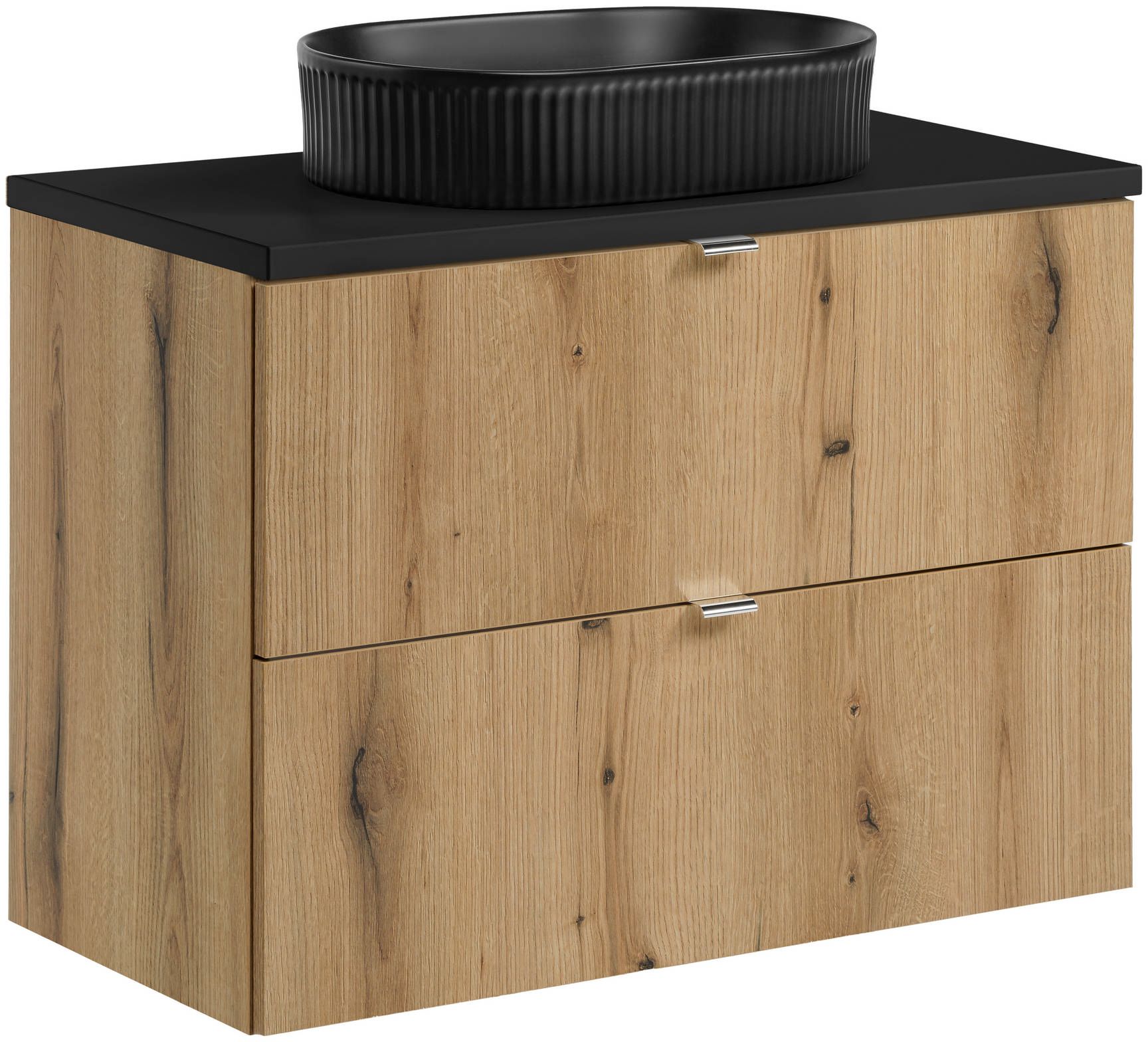 Conjunto armario Comad Nova Oak NOVA OAK A 82-80-2S, lavabo Comad Beyond BEYOND 5 BLACK ( E-6564 ), NOVA BLACK B 89-80