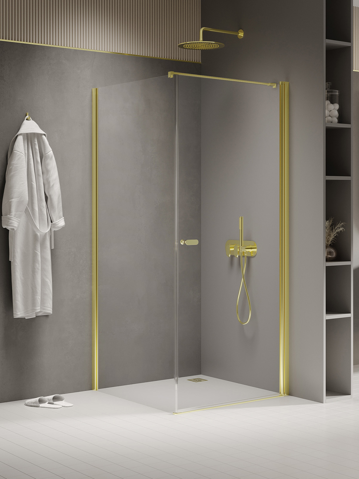 New Trendy New Soleo Light Gold cabina de ducha 100x80 cm rectangular oro brillo/vidrio transparente K-1846-WP