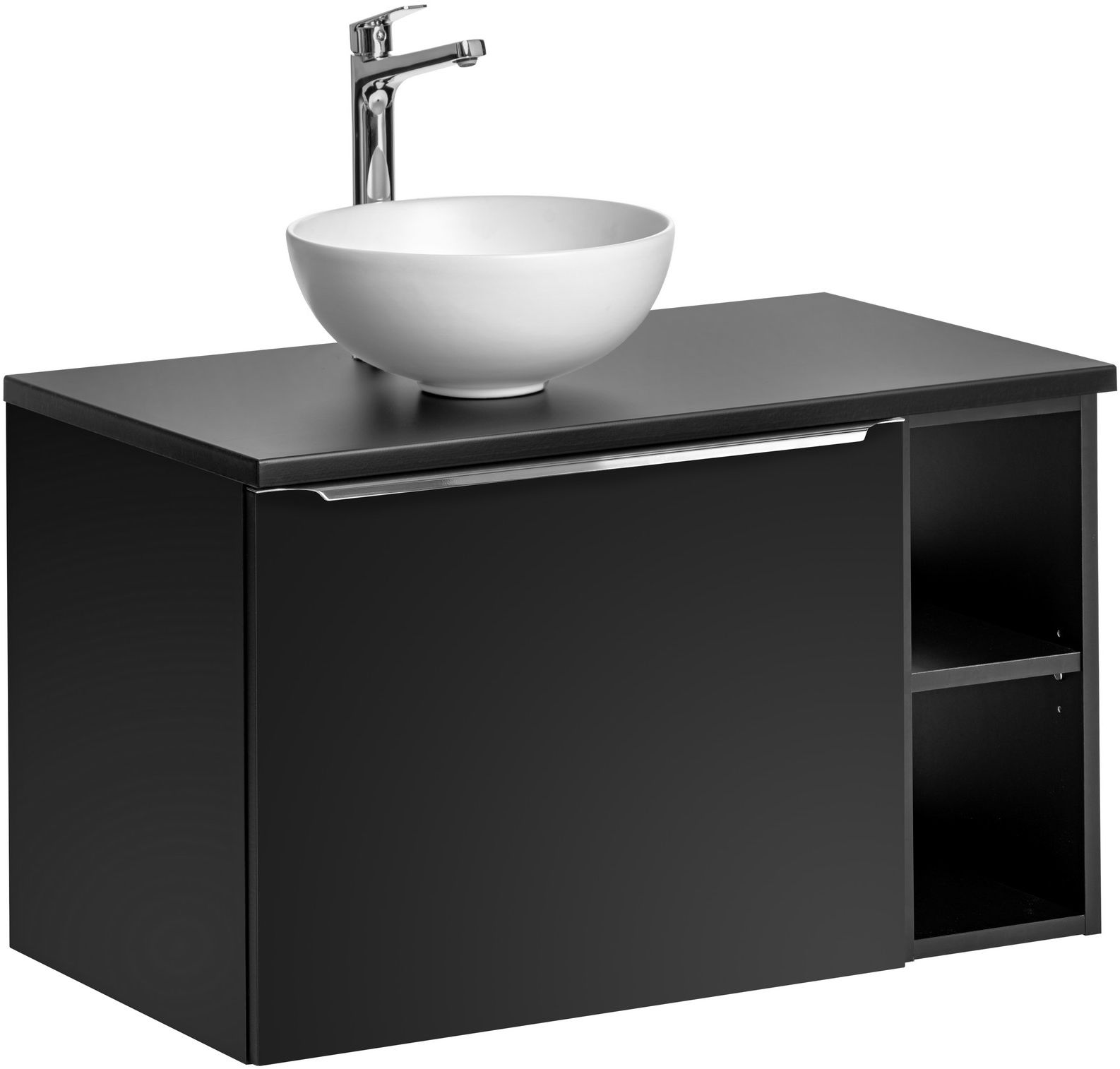 Conjunto armario Comad Santa Fe Black SANTA FE BLACK 82-60-B-2S, lavabo Comad Domi UN-DOMI-MW 78249MW, SANTA FE BLACK 89-80-B, SANTA FE BLACK 81-01-A