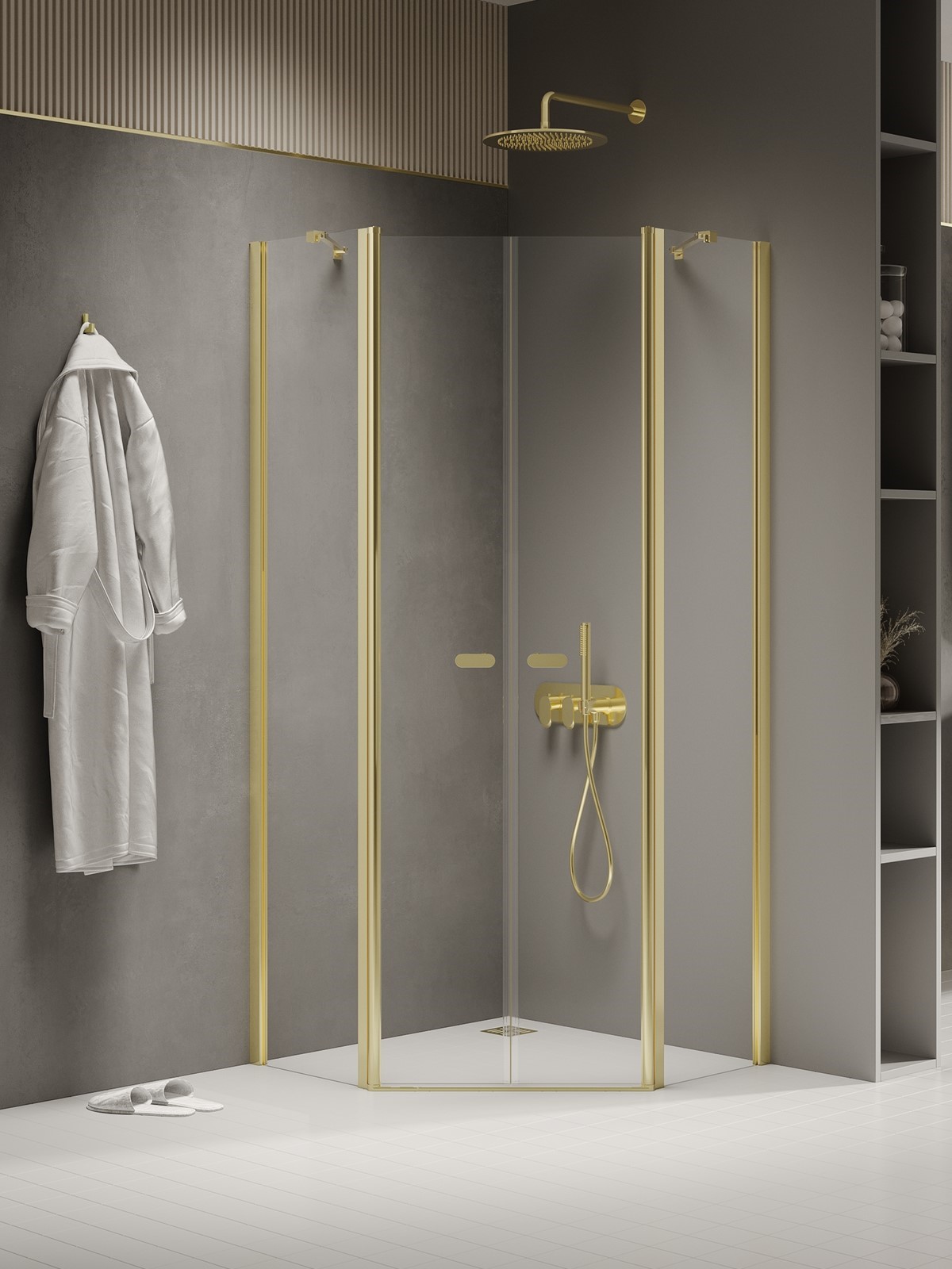 New Trendy New Soleo Light Gold cabina de ducha 90x90 cm oro brillo/vidrio transparente K-1668