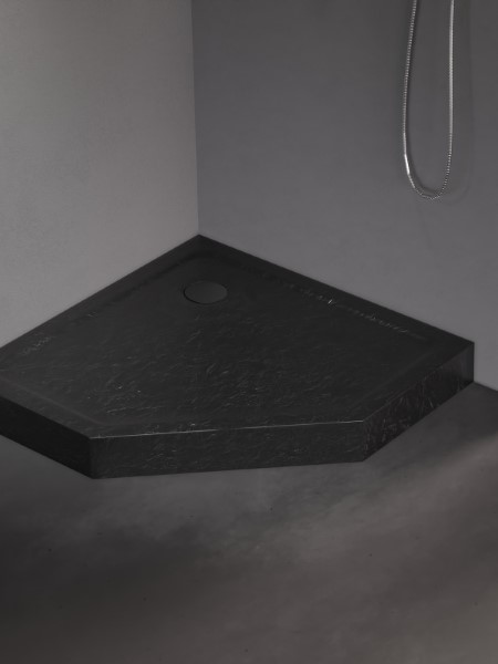New Trendy Mild Stone plato de ducha pentagonal 90x90 cm negro B-0561