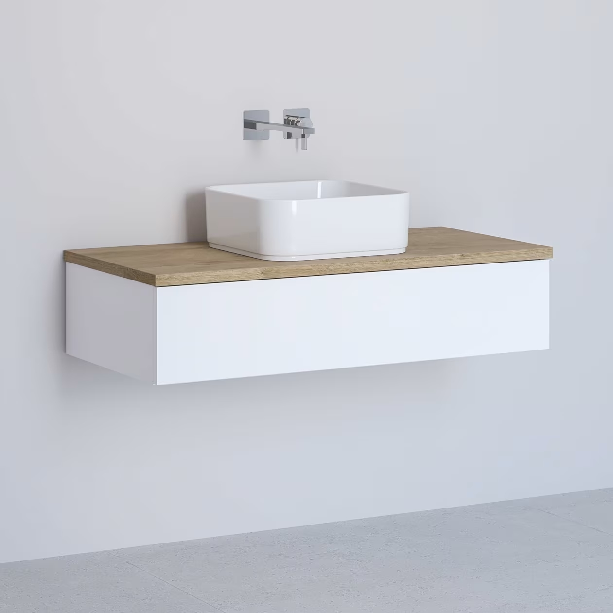 Kronenbach Cube armario con encimera 101x48.7x23.5 cm suspendido, para lavabo blanco-roble KBWTKOWTL1011WHGH