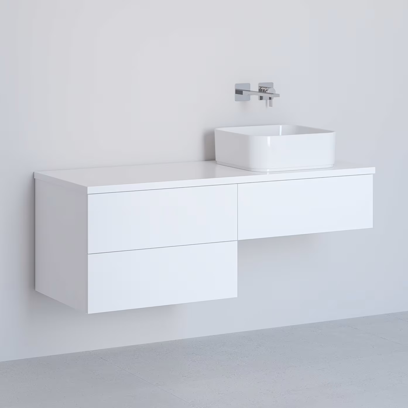 Kronenbach Cube armario con encimera 121x48.7x44.5 cm suspendido, para lavabo blanco KBWTKOWTL1213WH