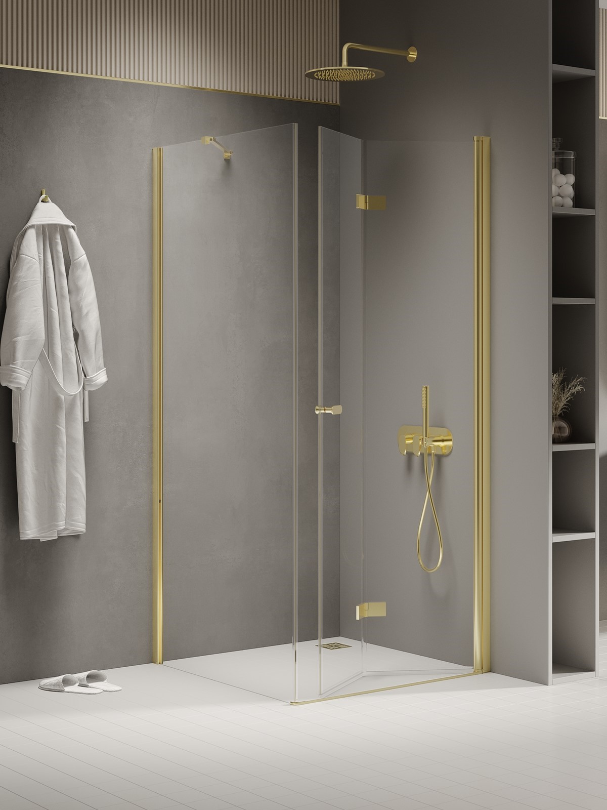 New Trendy New Soleo Light Gold cabina de ducha 70x70 cm cuadrada oro brillo/vidrio transparente K-1919