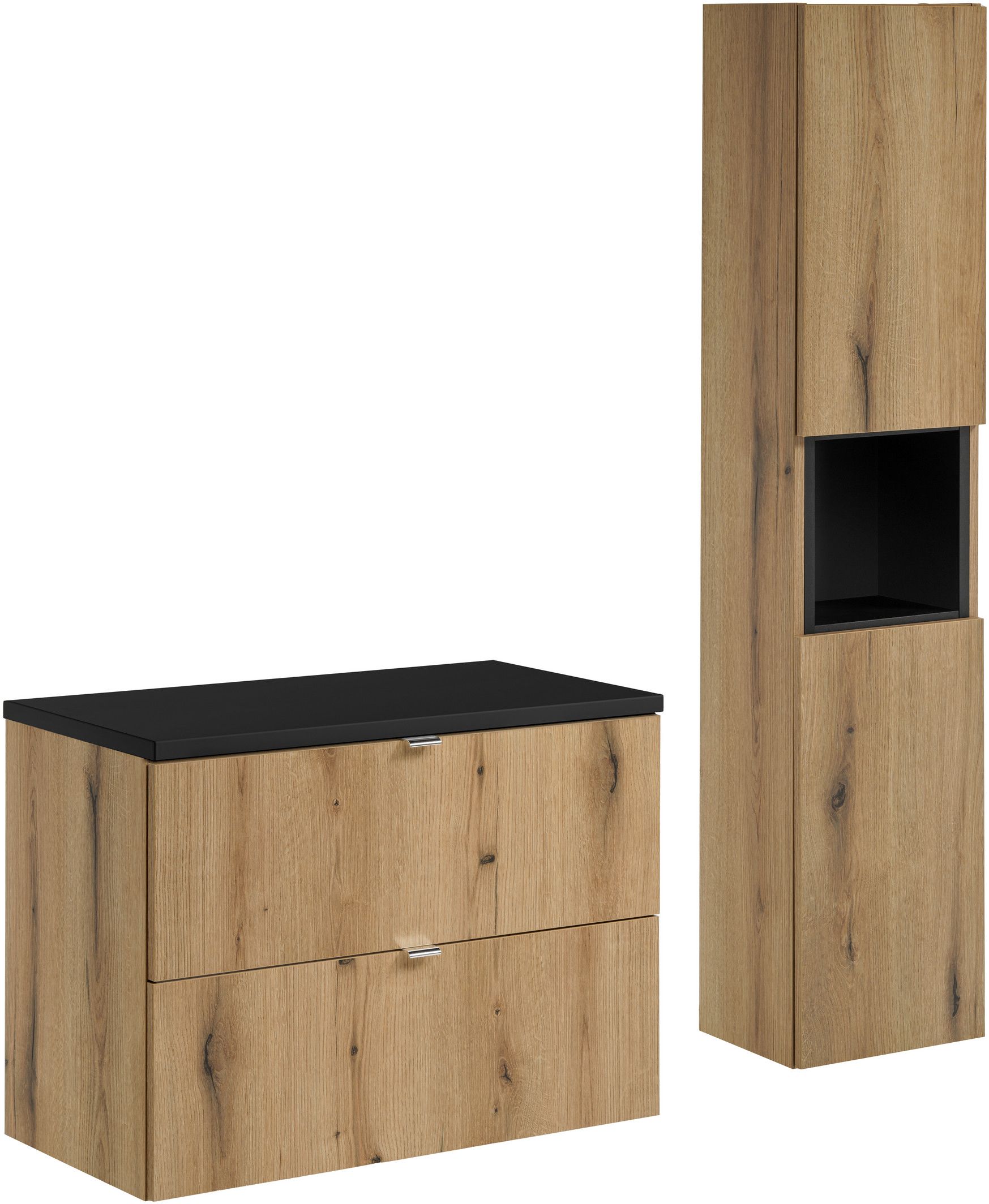 Conjunto armario Comad Nova Oak NOVA OAK A 82-80-2S, armario Comad Nova Oak NOVA OAK A 80-03-2D(W80-01A), NOVA BLACK B 89-80, NOVA BLACK A 83-27-Q(W83-04D)