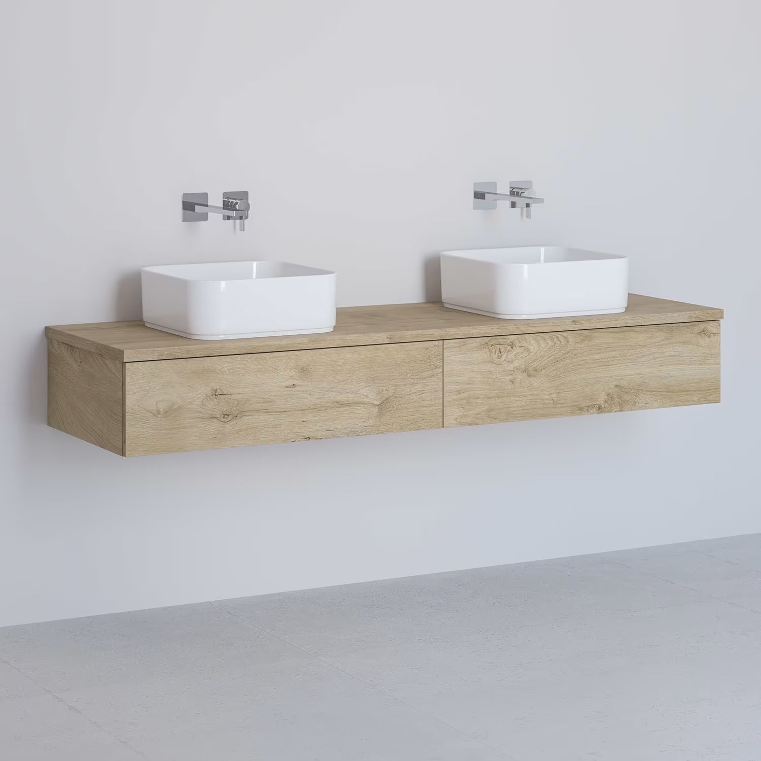Kronenbach Cube armario con encimera 161x48.7x23.5 cm suspendido, para lavabo roble KBWTKOWT1612GH