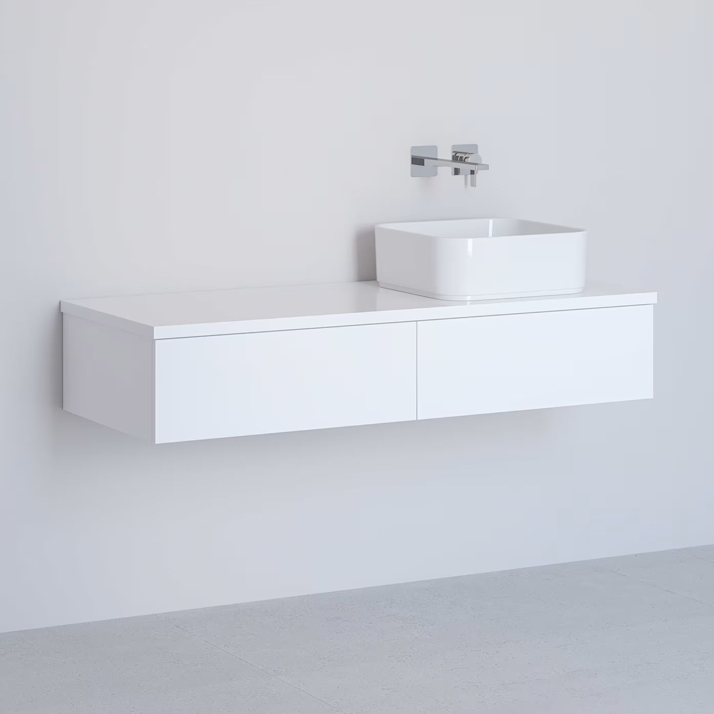 Kronenbach Cube armario con encimera 121x48.7x23.5 cm suspendido, para lavabo blanco KBWTKOWTL1212WH
