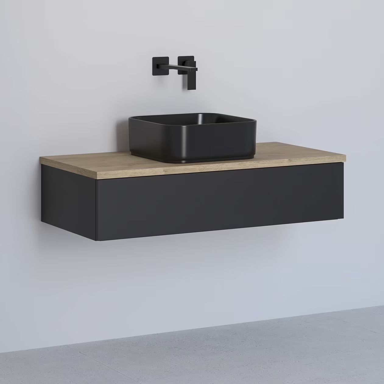 Kronenbach Cube armario con encimera 101x48.7x23.5 cm suspendido, para lavabo negro-roble KBWTKOWTL1011SMGH