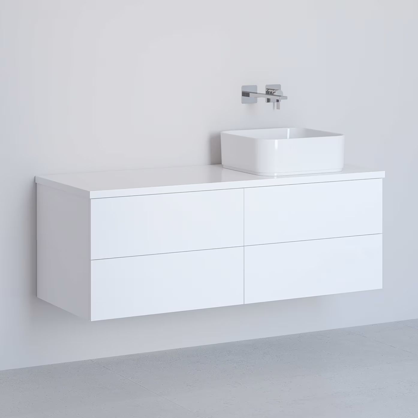 Kronenbach Cube armario con encimera 121x48.7x44.5 cm suspendido, para lavabo blanco KBWTKOWTL1214WH
