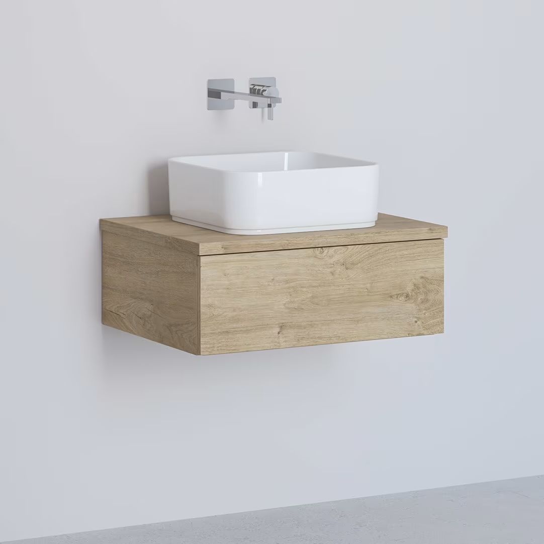 Kronenbach Cube armario con encimera 61x48.7x44.5 cm suspendido, para lavabo roble KBWTKOWTL611GH