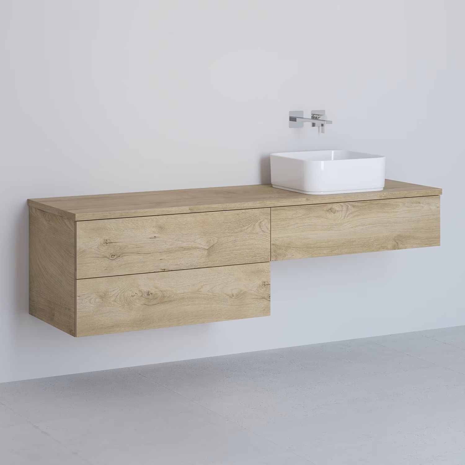 Kronenbach Cube armario con encimera 161x48.7x44.5 cm suspendido, para lavabo roble KBWTKOWTL1613GH