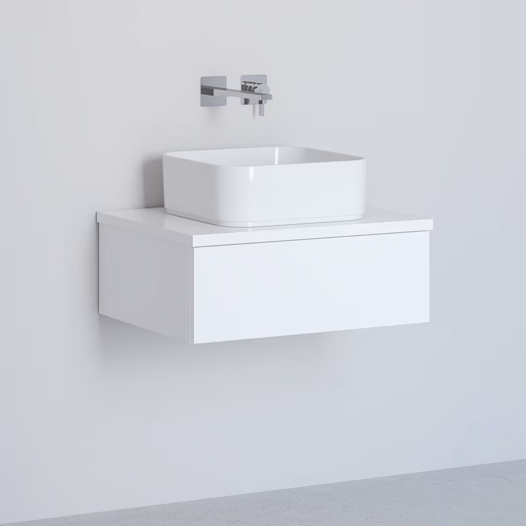 Kronenbach Cube armario con encimera 61x48.7x44.5 cm suspendido, para lavabo blanco KBWTKOWTL611WH