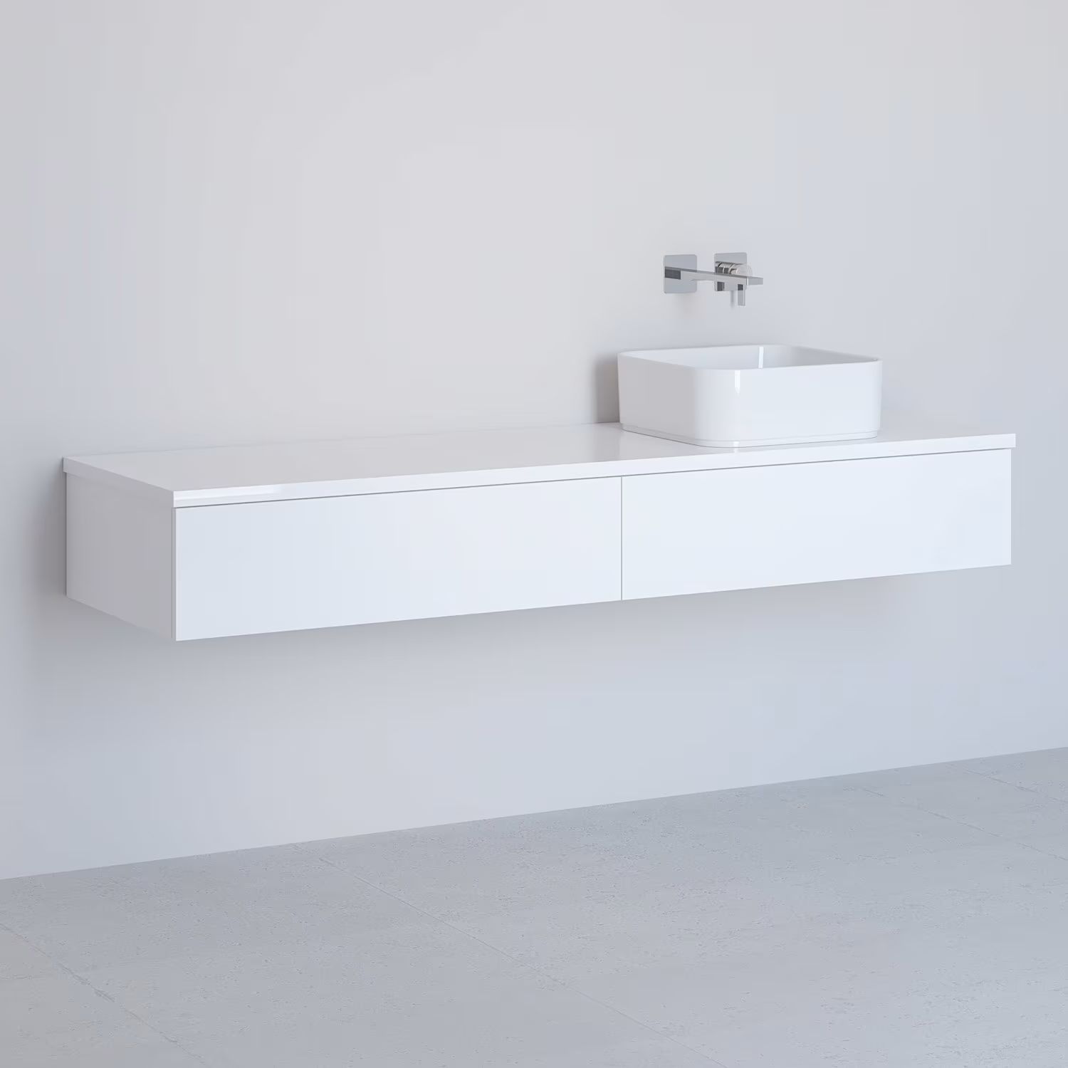 Kronenbach Cube armario con encimera 161x48.7x23.5 cm suspendido, para lavabo blanco KBWTKOWTL1612WH