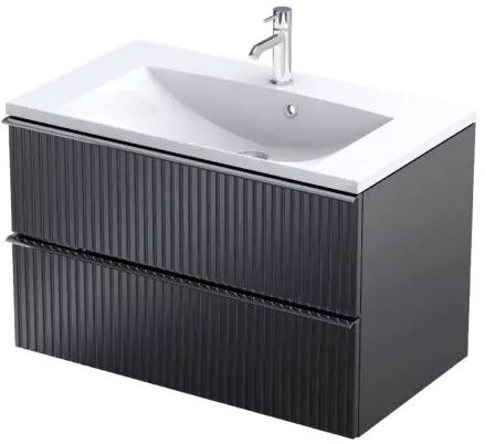Oristo Etna armario 79.6x45.5x50 cm suspendido, para lavabo negro OR52-SD2S-80-8R