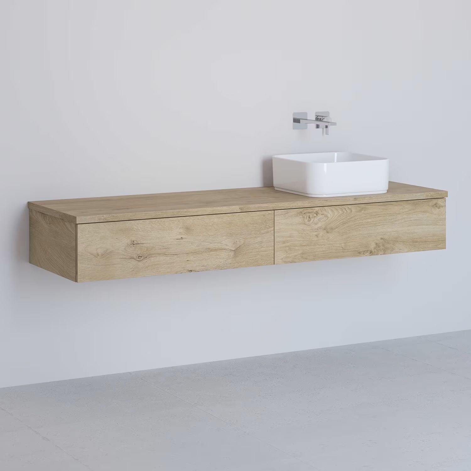 Kronenbach Cube armario con encimera 161x48.7x23.5 cm suspendido, para lavabo roble KBWTKOWTL1612GH