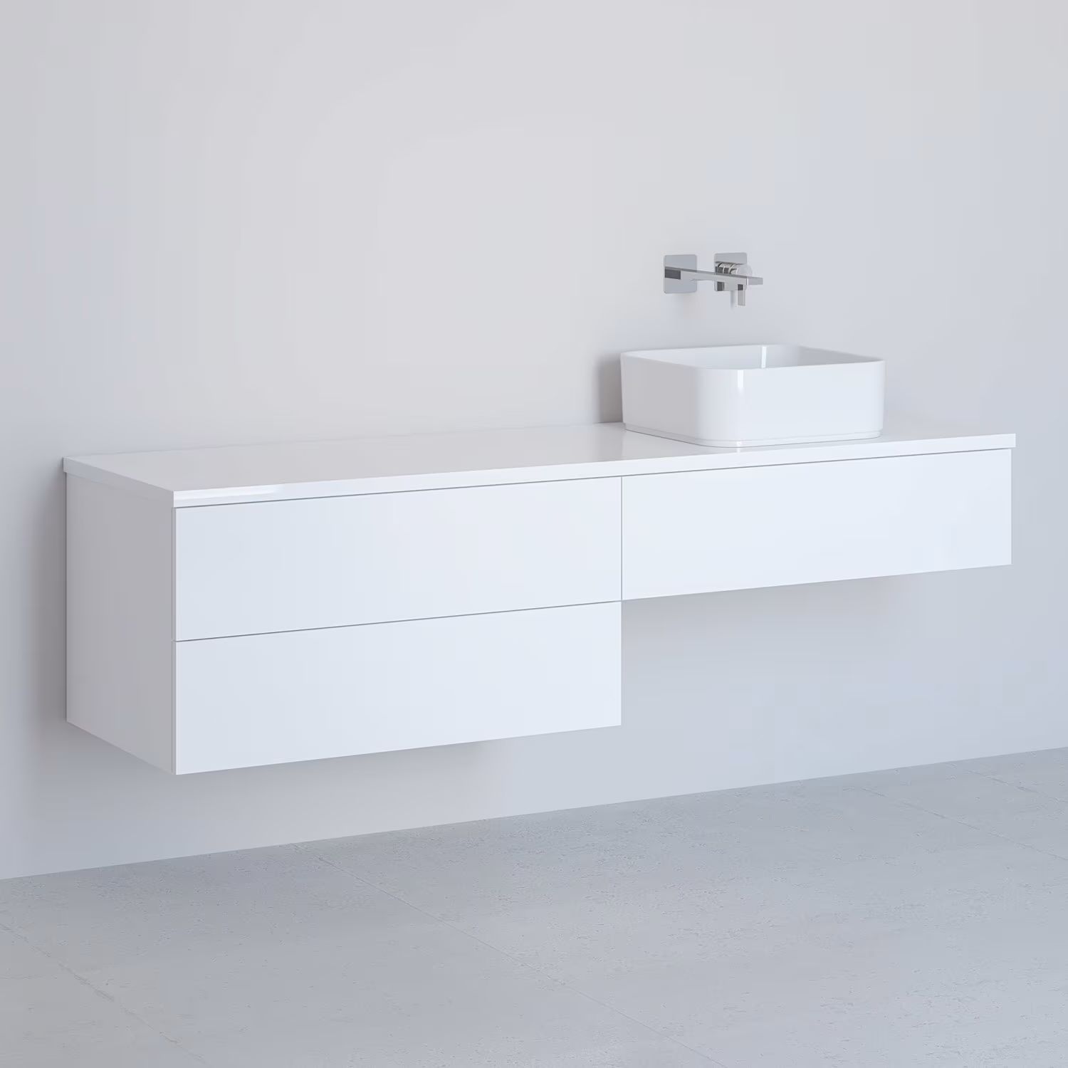 Kronenbach Cube armario con encimera 161x48.7x44.5 cm suspendido, para lavabo blanco KBWTKOWTL1613WH