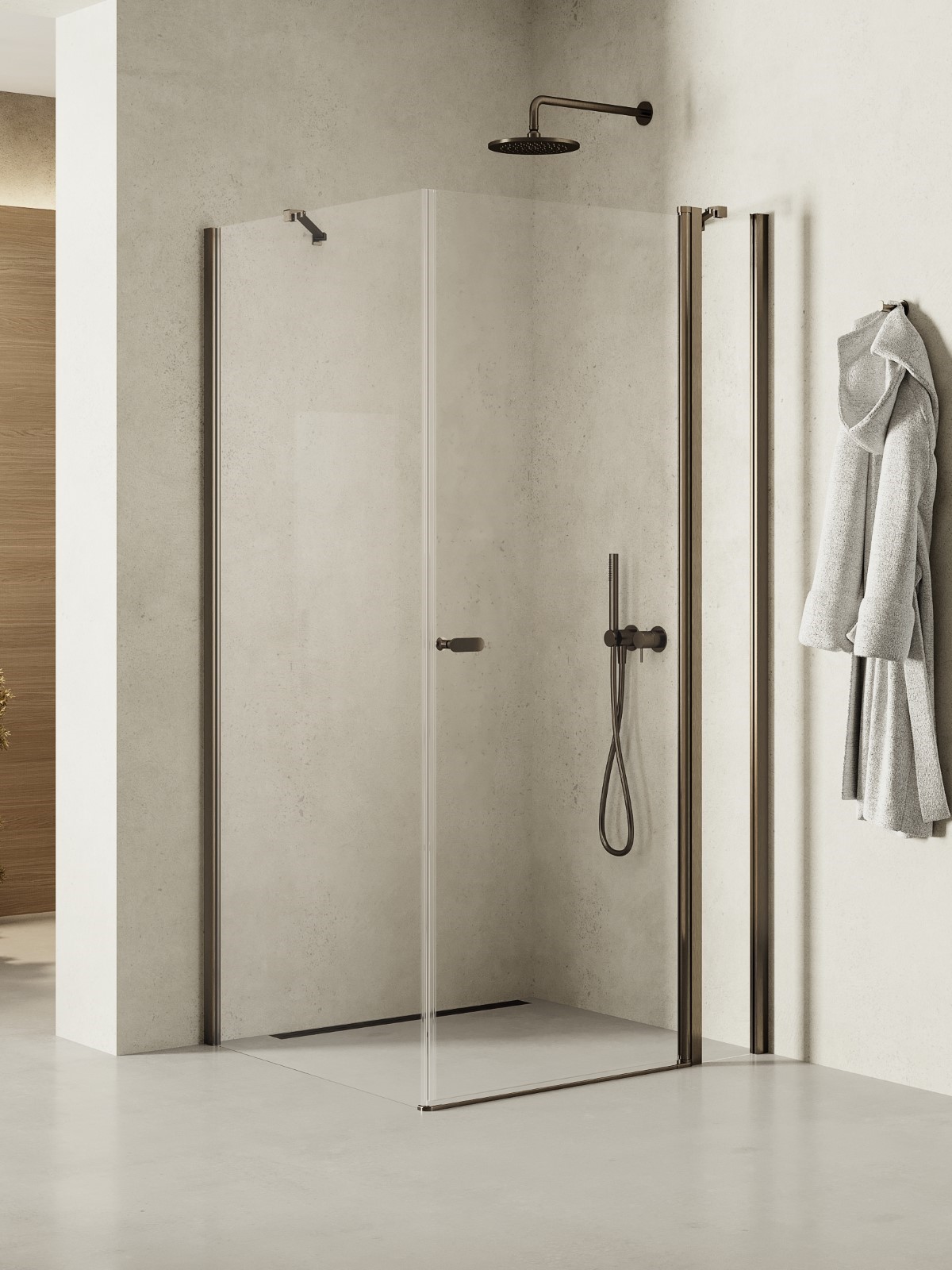 New Trendy New Soleo Gunmetal Brushed cabina de ducha 90x80 cm rectangular grafito cepillado/vidrio transparente K-2150