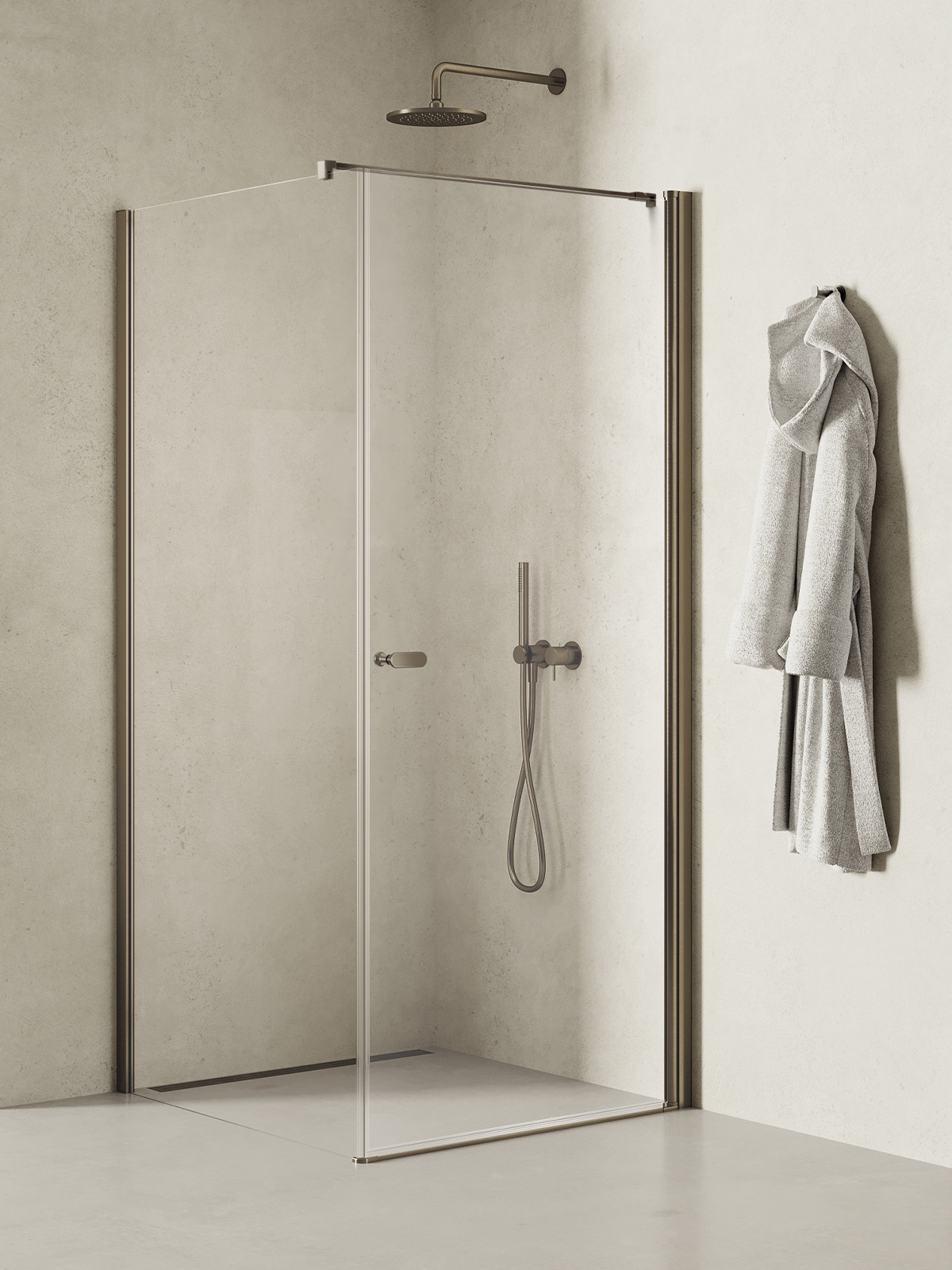 New Trendy New Soleo Gunmetal Brushed cabina de ducha 90x70 cm rectangular grafito cepillado/vidrio transparente K-2137-WP