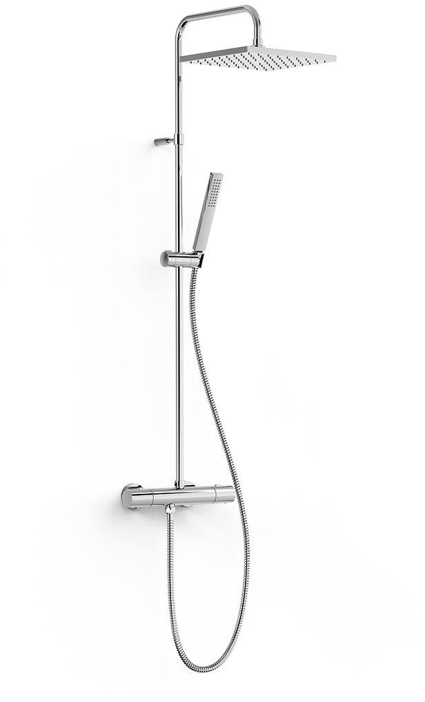 Tres Over-Wall conjunto de ducha a pared con termostato con rociador con efecto lluvia cromo 19039317