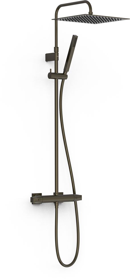 Tres Over-Wall conjunto de ducha a pared con termostato con rociador con efecto lluvia negro 19039307KMB