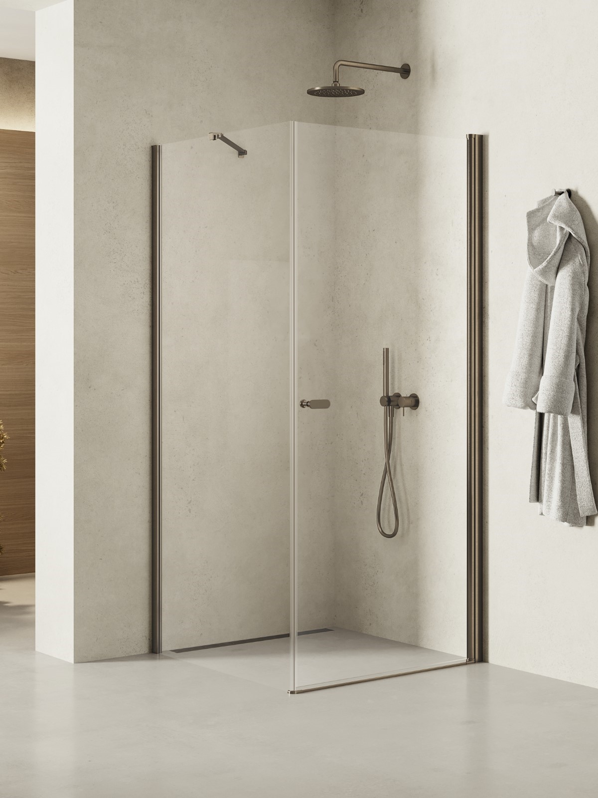 New Trendy New Soleo Gunmetal Brushed cabina de ducha 90x70 cm rectangular grafito cepillado/vidrio transparente K-2137