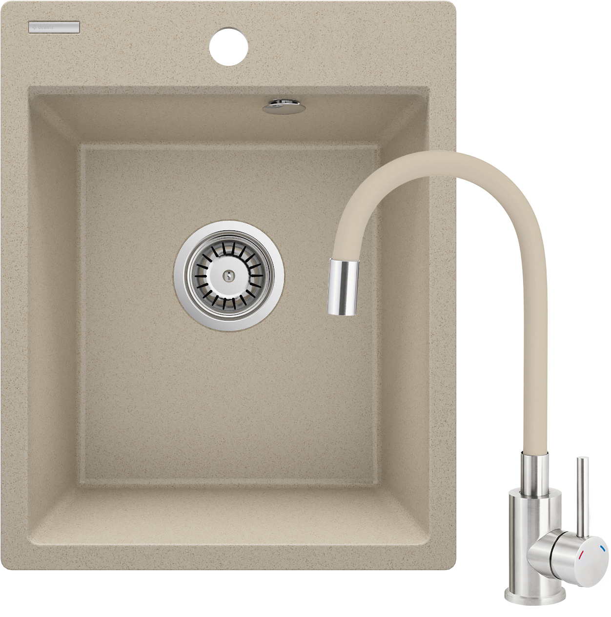 Deante Corio fregadero con grifo beige/acero ZRCP7103