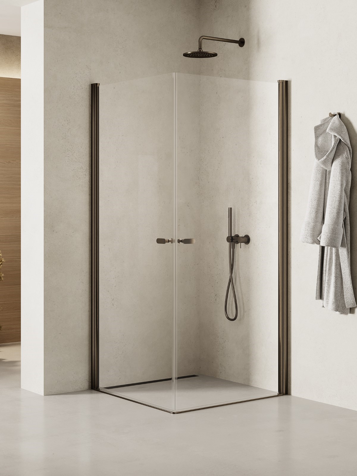 New Trendy New Soleo Gunmetal Brushed cabina de ducha 90x80 cm rectangular grafito cepillado/vidrio transparente K-2178