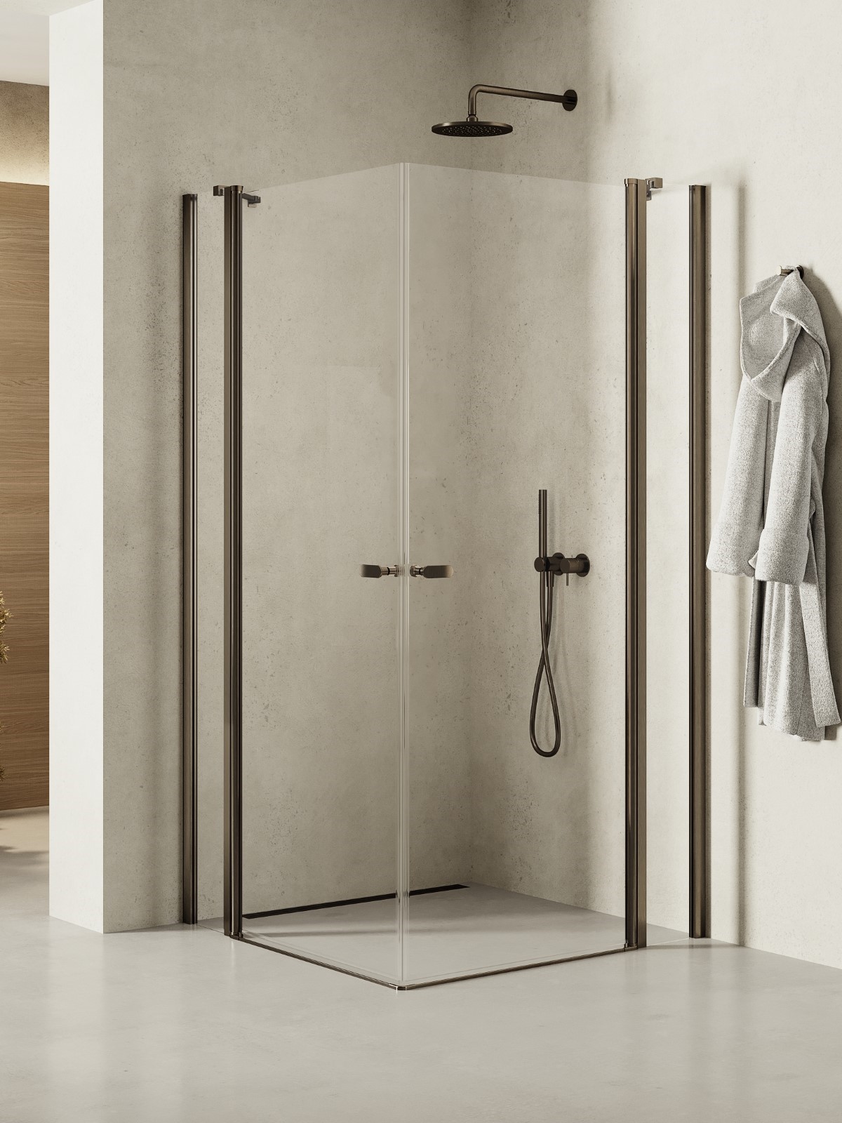 New Trendy New Soleo Gunmetal Brushed cabina de ducha 100x100 cm cuadrada grafito cepillado/vidrio transparente K-2187