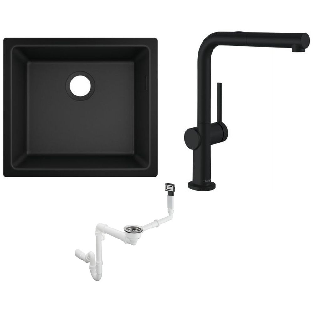 Conjunto grifo de cocina Hansgrohe Talis M54 72809670, fregadero de granito Hansgrohe S 51 43431170, 43927000