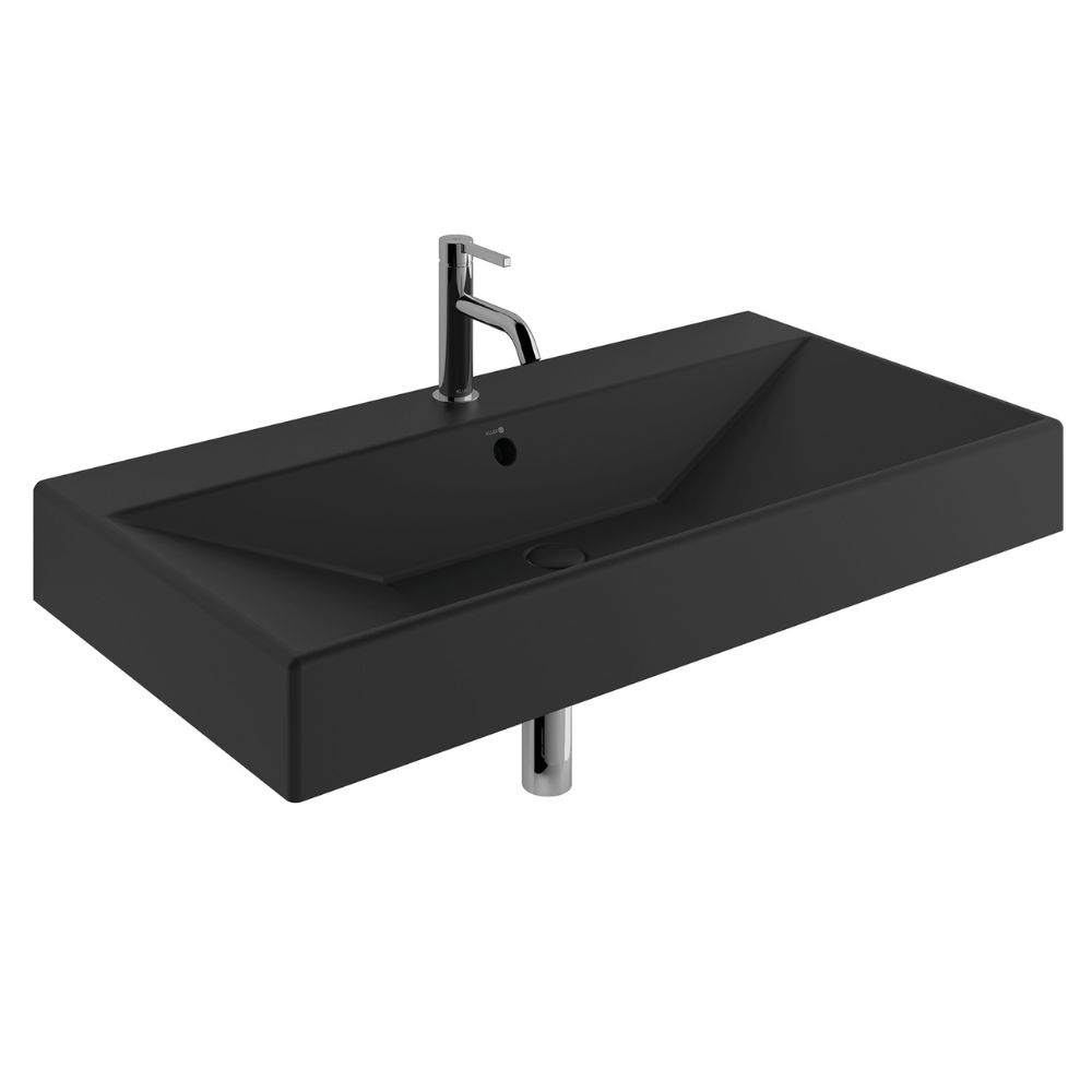Kludi Resa lavabo con tapón 101x50 cm rectangular para mueble-sobre encimera negro 59WW10139