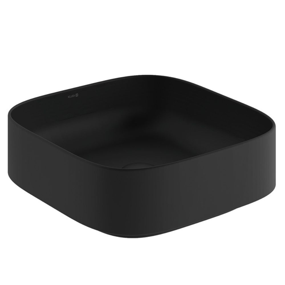 Kludi Resa C lavabo con tapón 40x40 cm cuadrada sobre encimera negro 58CW3039