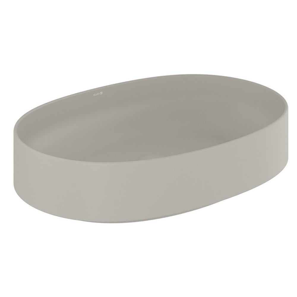Kludi Resa O lavabo con tapón 60x40 cm oval sobre encimera gris/piedra 58CW20O2
