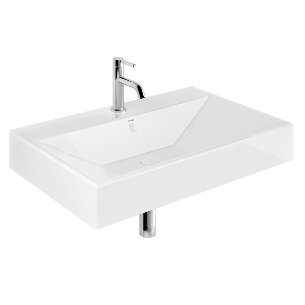 Kludi Resa lavabo con tapón 81x50 cm rectangular para mueble-sobre encimera blanco brillante 59WW8143
