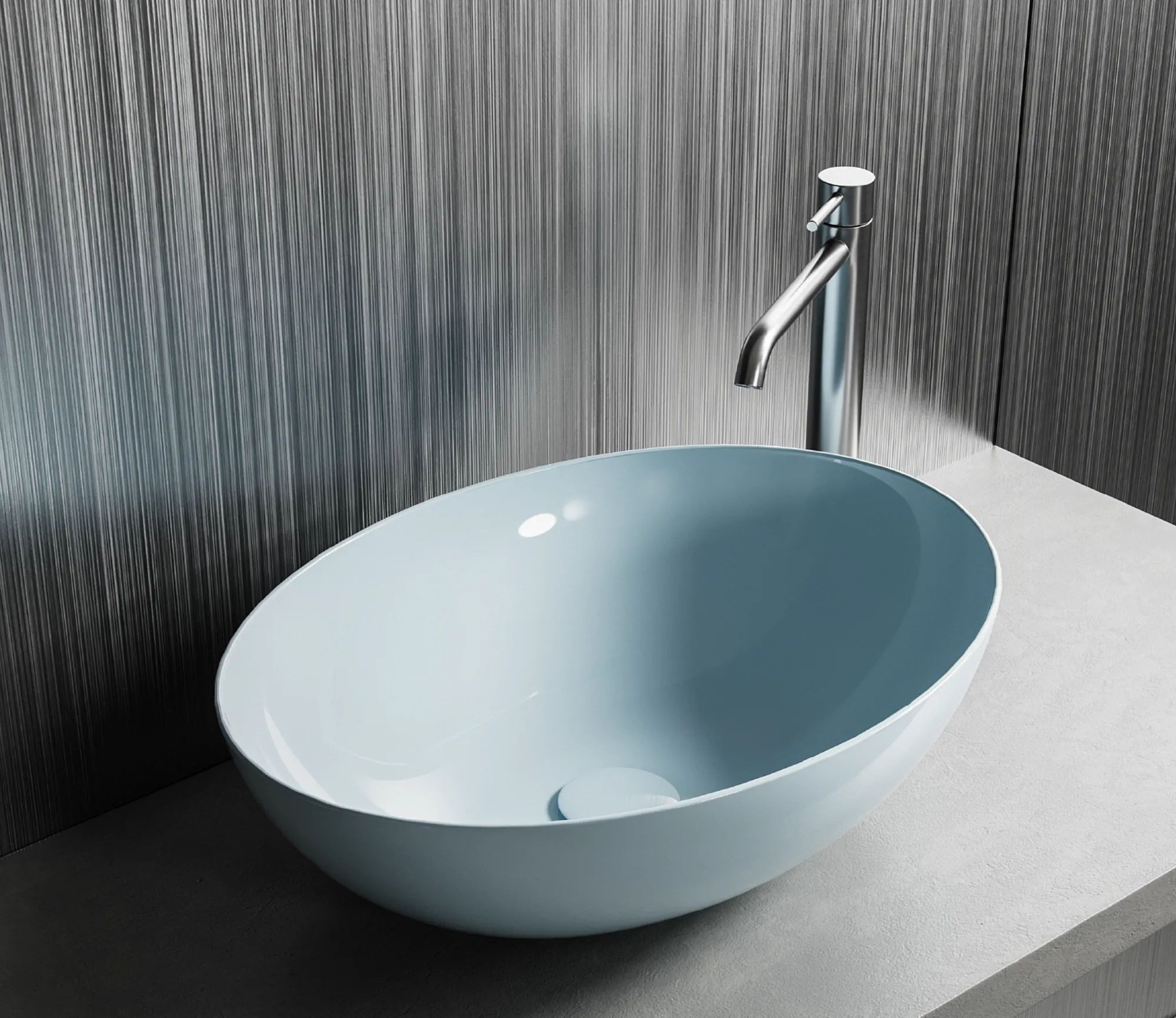 Hatria Happy Hour Slim lavabo 57x38 cm oval sobre encimera blanco 00Y8AK01