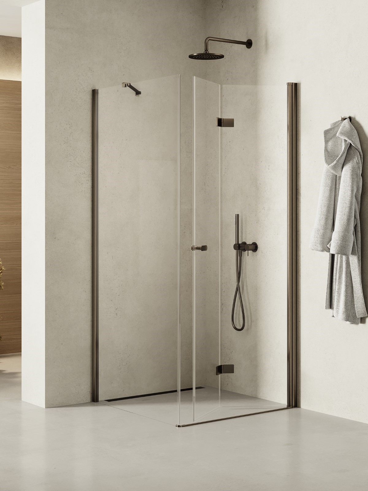 New Trendy New Soleo Gunmetal Brushed cabina de ducha 90x80 cm rectangular grafito cepillado/vidrio transparente K-2230