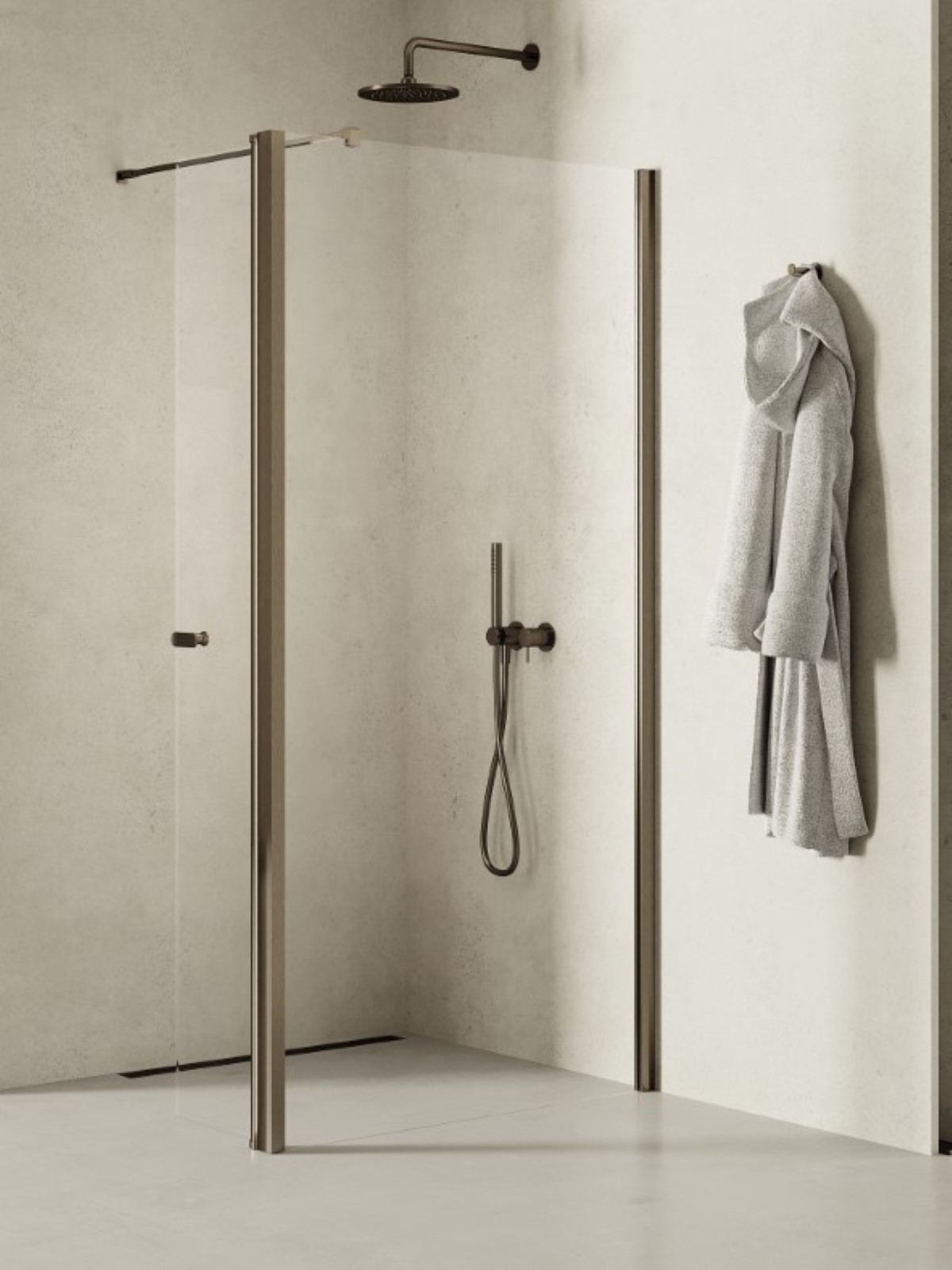 New Trendy New Soleo Gunmetal Brushed mampara de ducha walk-in 110 cm grafito cepillado/vidrio transparente K-2278