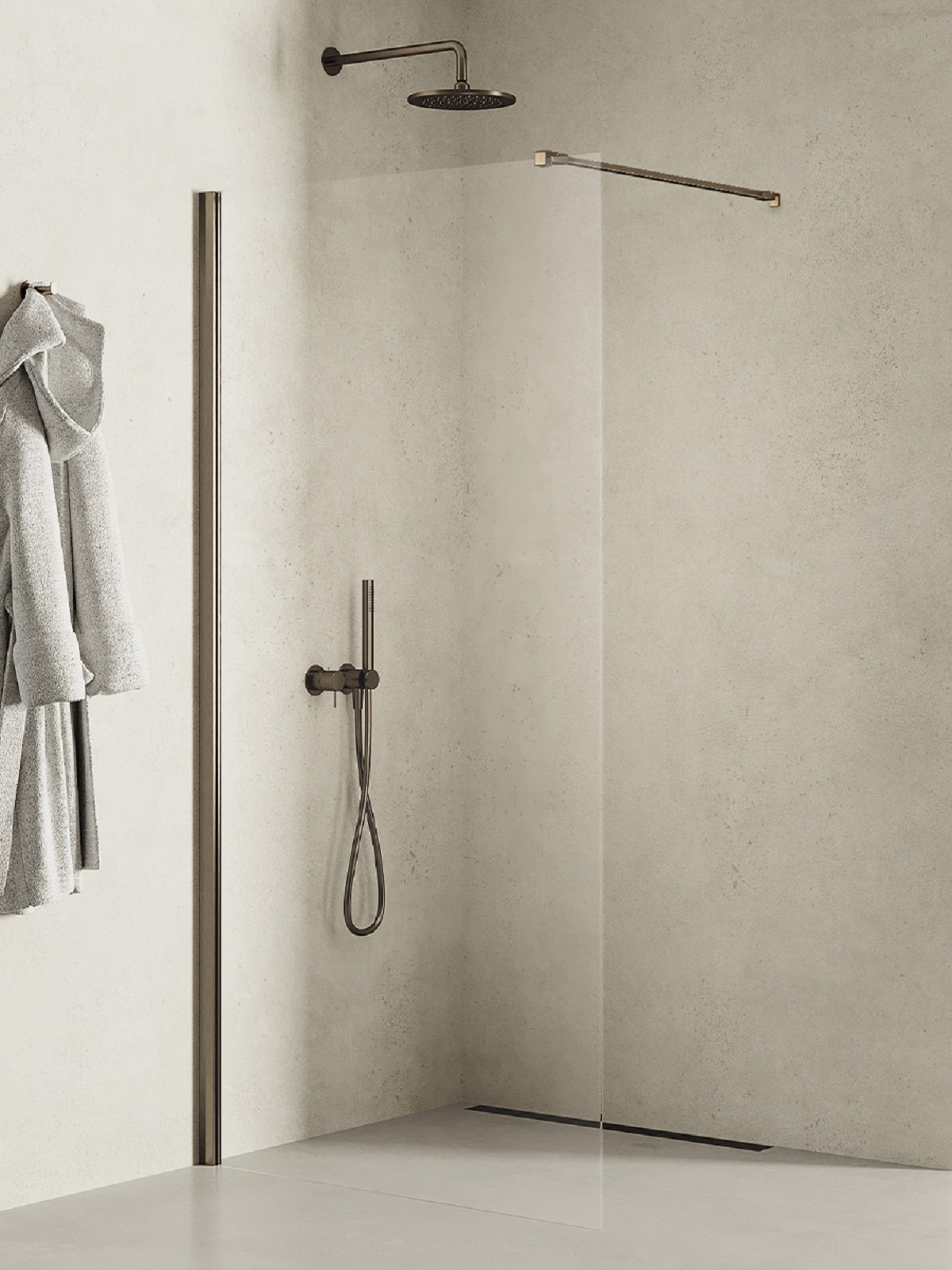 New Trendy New Soleo Gunmetal Brushed mampara de ducha walk-in 70 cm grafito cepillado/vidrio transparente K-2259-WP