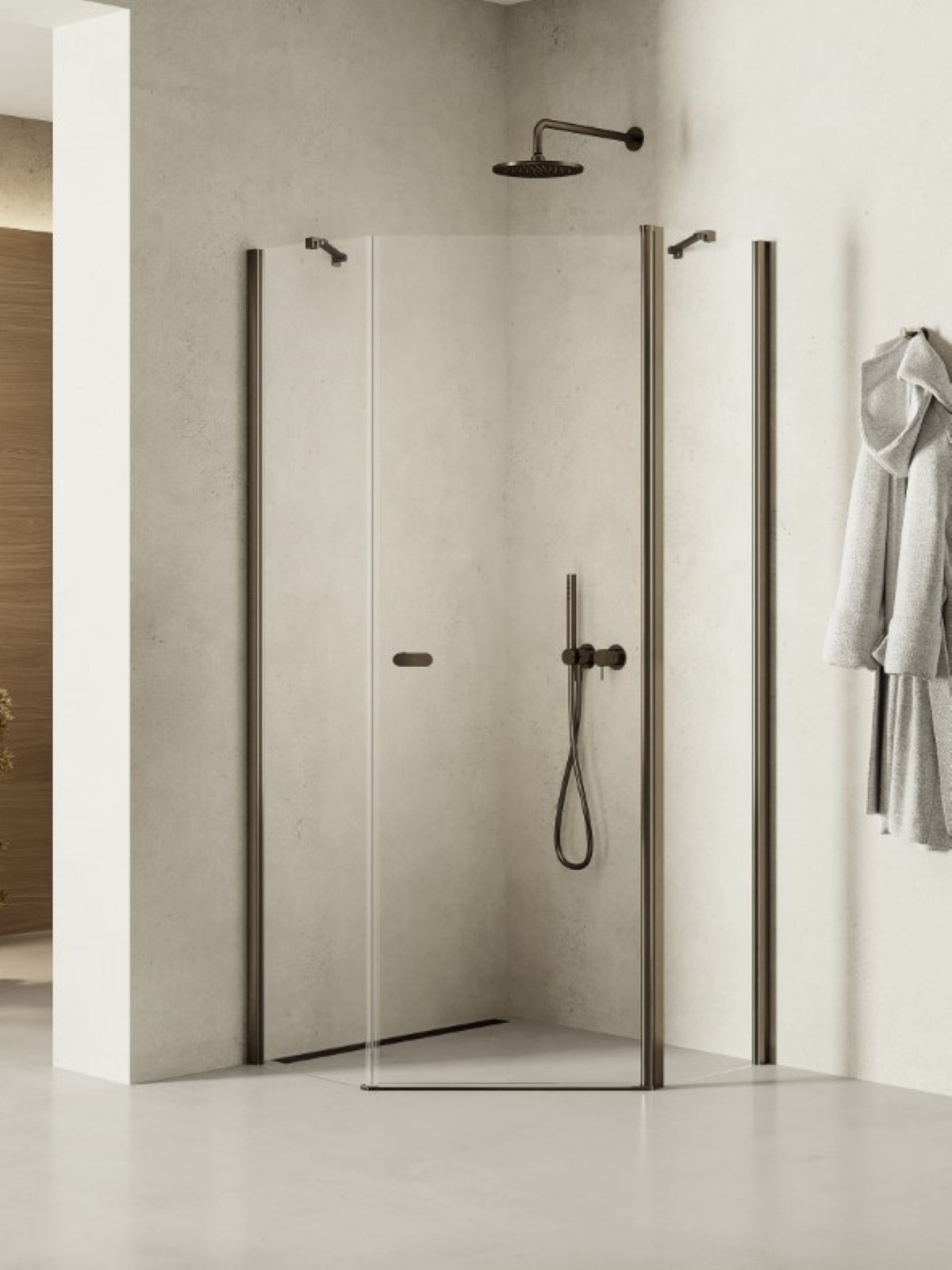 New Trendy New Soleo Gunmetal Brushed cabina de ducha 80x80 cm grafito cepillado/vidrio transparente K-1707