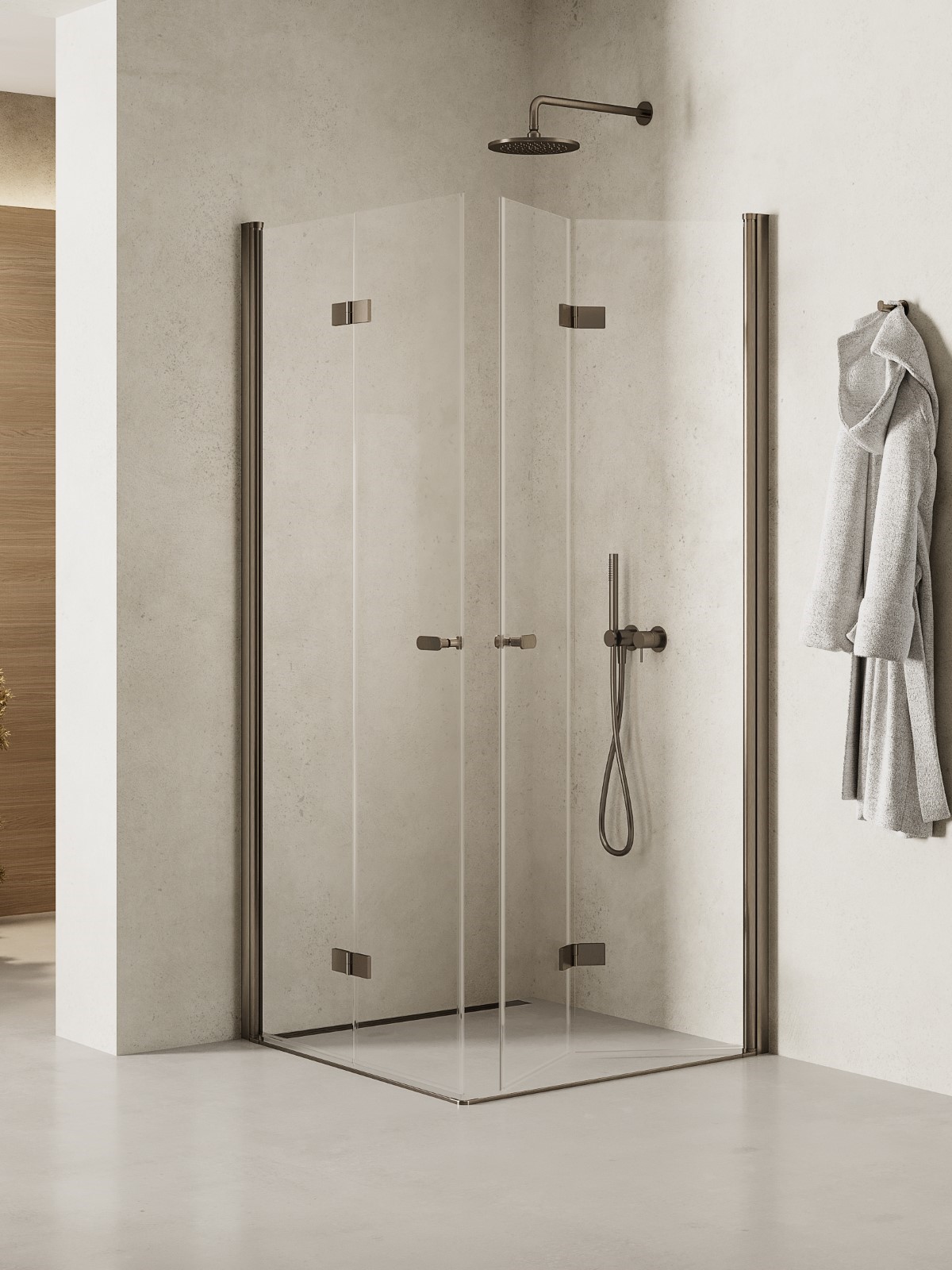 New Trendy New Soleo Gunmetal Brushed cabina de ducha 90x70 cm rectangular grafito cepillado/vidrio transparente K-2249
