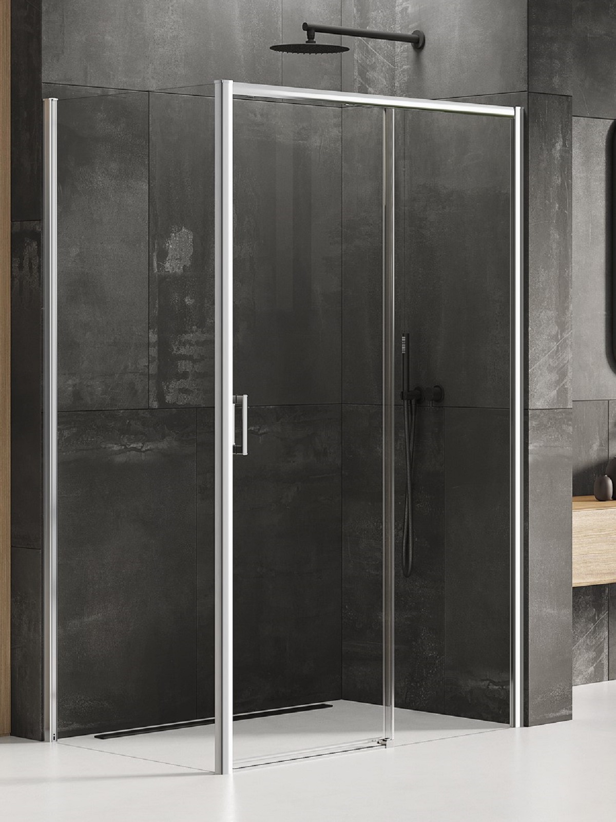 New Trendy Prime cabina de ducha 150x90 cm rectangular cromo brillo/vidrio transparente D-0309A/D-0124B