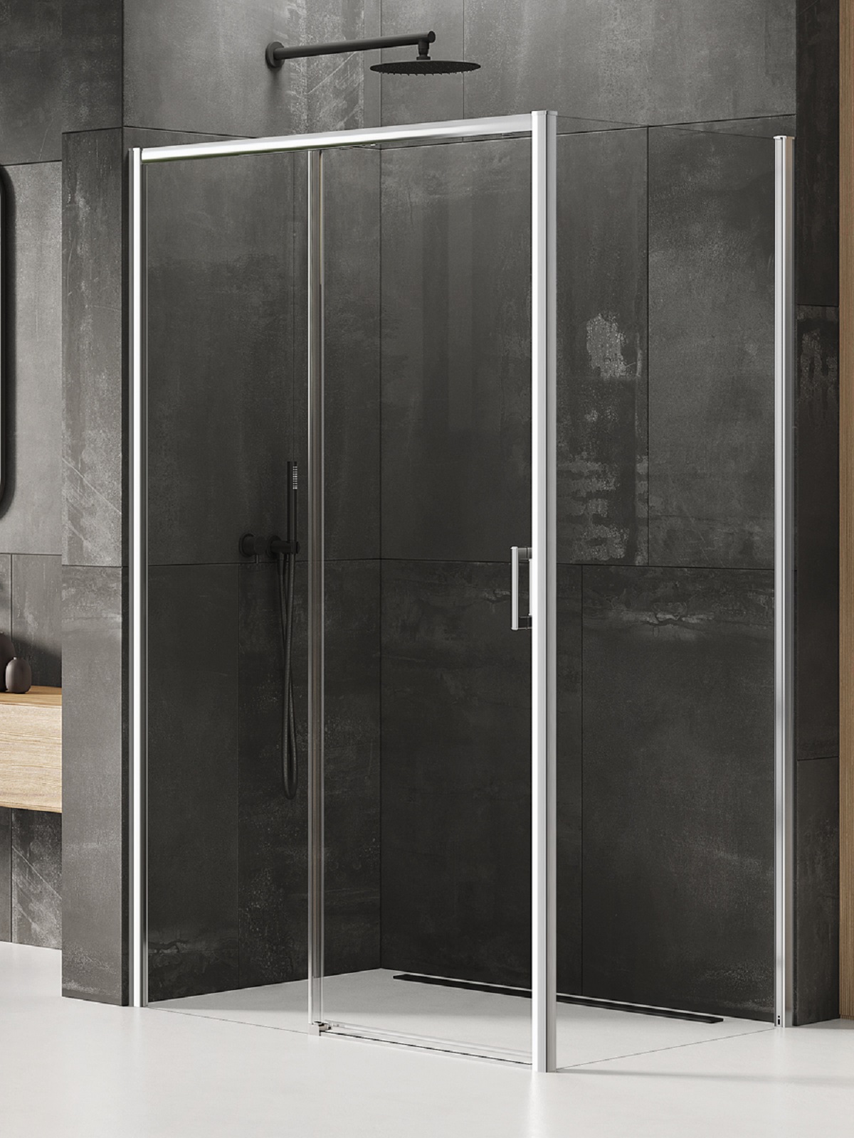 New Trendy Prime cabina de ducha 160x100 cm rectangular cromo brillo/vidrio transparente D-0310A/D-0125B