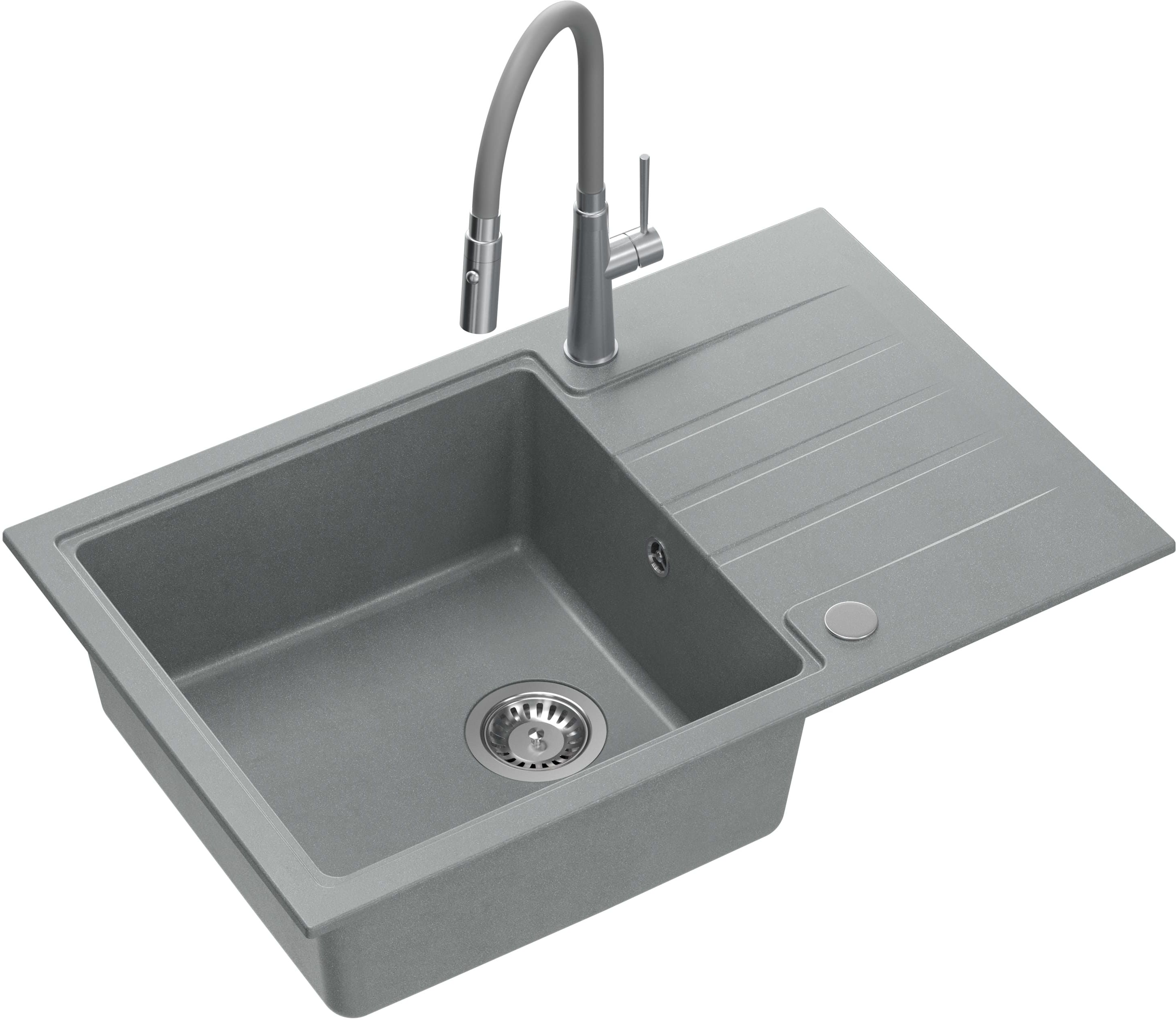 Quadron Peter fregadero con grifo gris/acero HCQP7850SZK_3922505BSGR